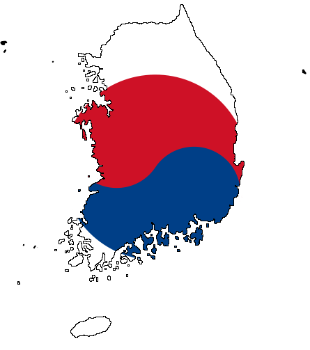 north korea flag map. South Korea consists of about